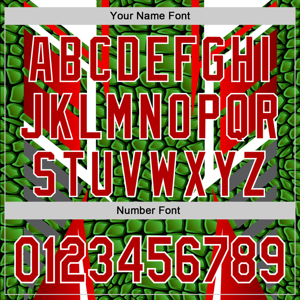 Custom Stitched Green Red-White 3D Pattern Design Crocodile Skin Print Sportswear Pullover Sweatshirt Hoodie