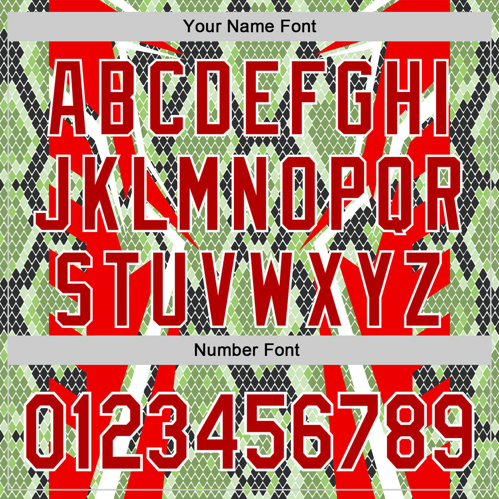 Custom Stitched Green Red Black-White 3D Pattern Design Snake Skin Print Sportswear Pullover Sweatshirt Hoodie