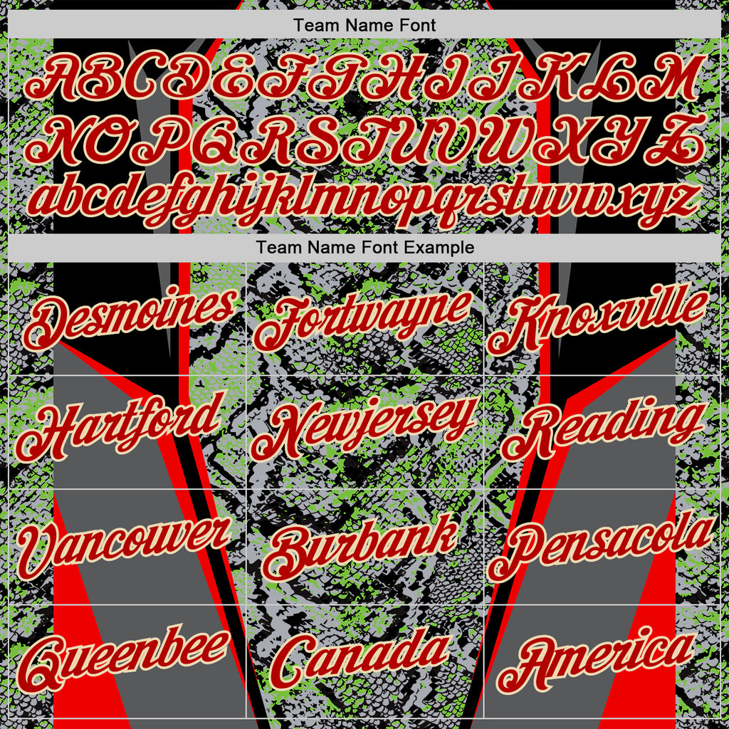 Custom Stitched Gray Red Green Black-Cream 3D Pattern Design Snake Skin Print Sportswear Pullover Sweatshirt Hoodie