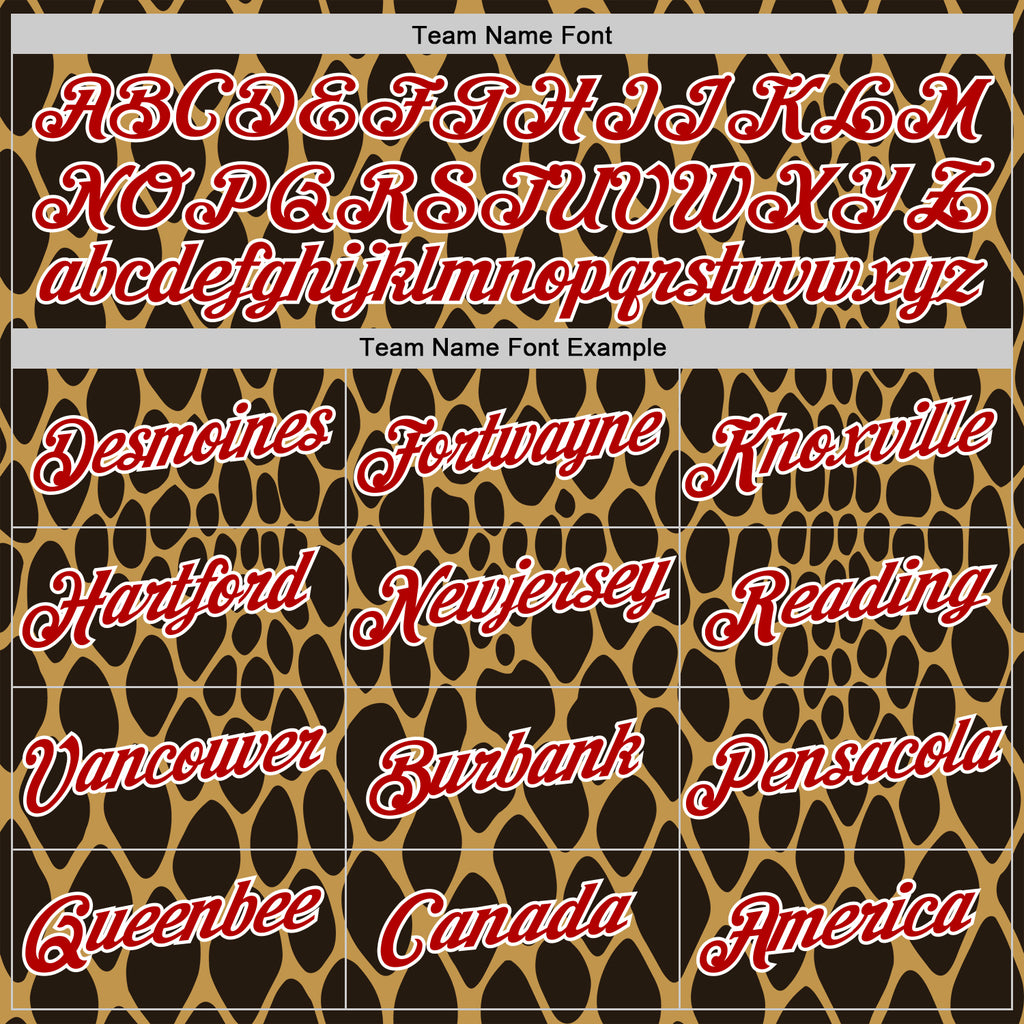 Custom Stitched Old Gold Red Brown-White 3D Pattern Design Snake Skin Print Sportswear Pullover Sweatshirt Hoodie