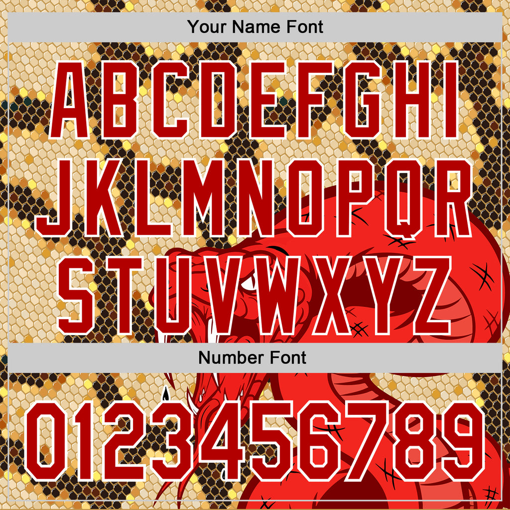 Custom Stitched Old Gold Red Black-White 3D Pattern Design Snake Skin Print Sportswear Pullover Sweatshirt Hoodie