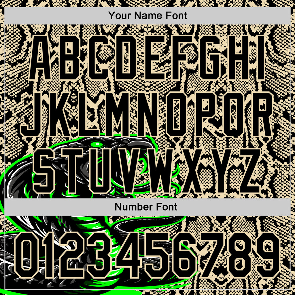 Custom Stitched Cream Black-Green 3D Pattern Design Snake Skin Print Sportswear Pullover Sweatshirt Hoodie