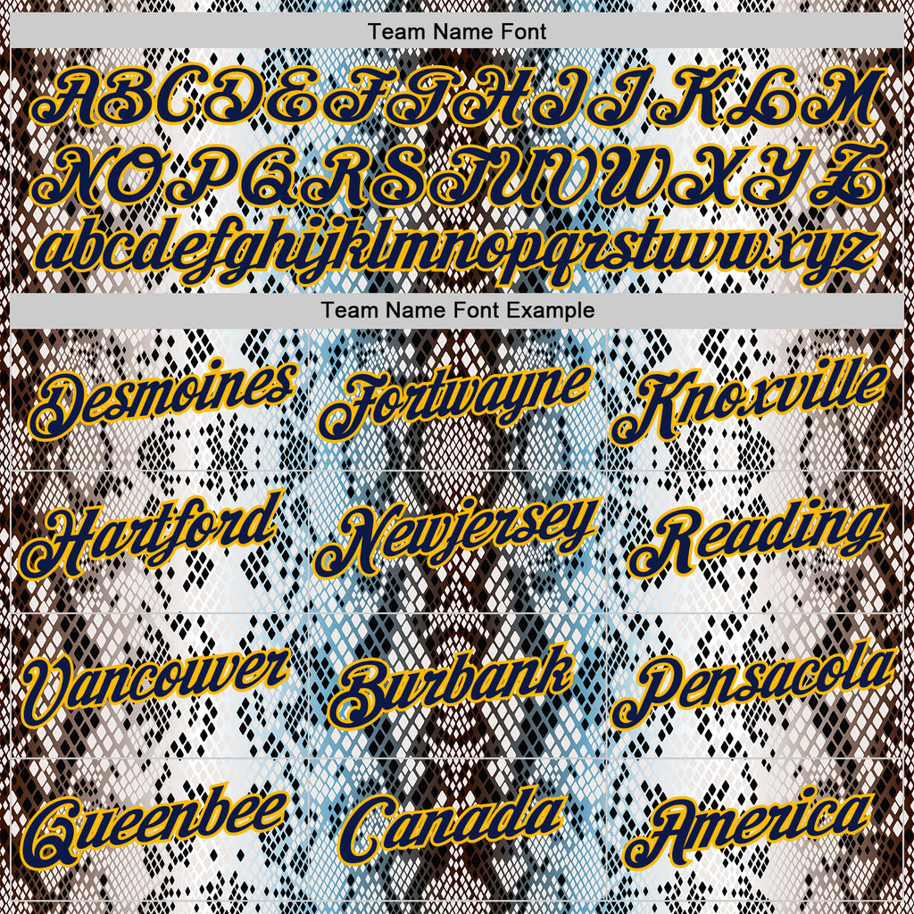Custom Stitched White Navy Black Blue-Gold 3D Pattern Design Snake Skin Print Sportswear Pullover Sweatshirt Hoodie
