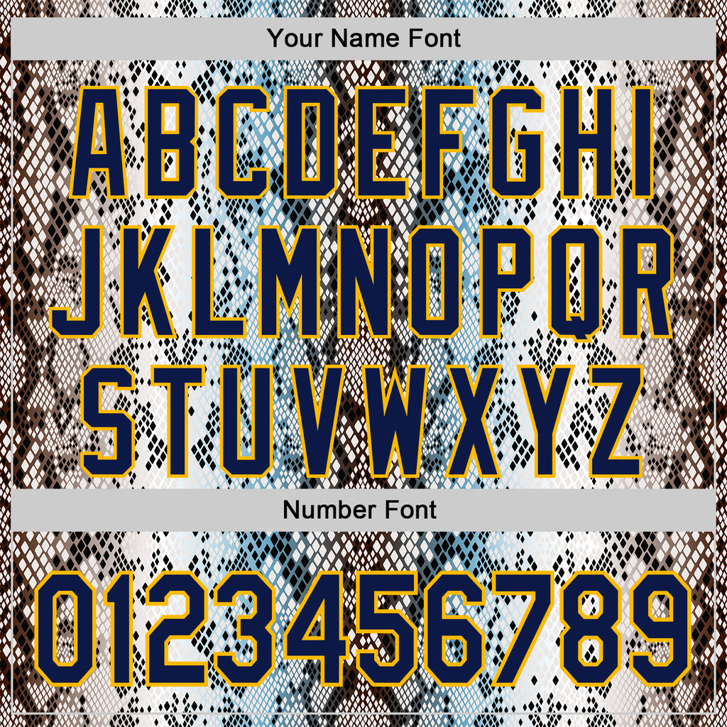 Custom Stitched White Navy Black Blue-Gold 3D Pattern Design Snake Skin Print Sportswear Pullover Sweatshirt Hoodie