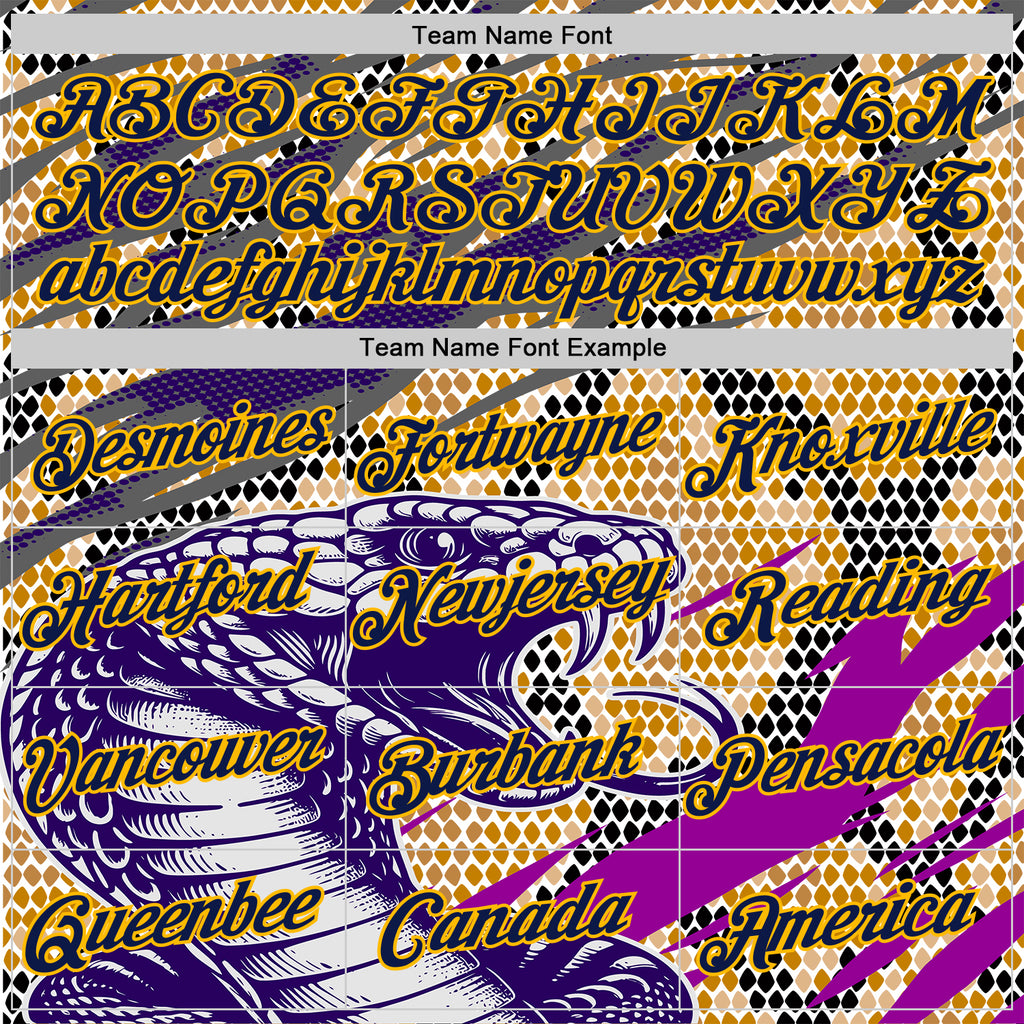 Custom Stitched White Navy Purple Black-Gold 3D Pattern Design Snake Skin Print Sportswear Pullover Sweatshirt Hoodie