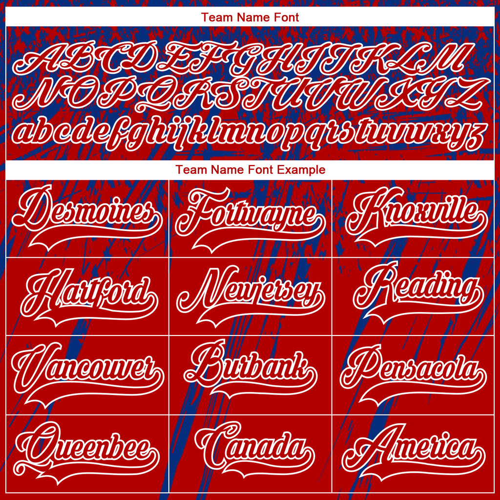 Custom Red Royal-White 3D Splash Hockey Lace Neck Jersey
