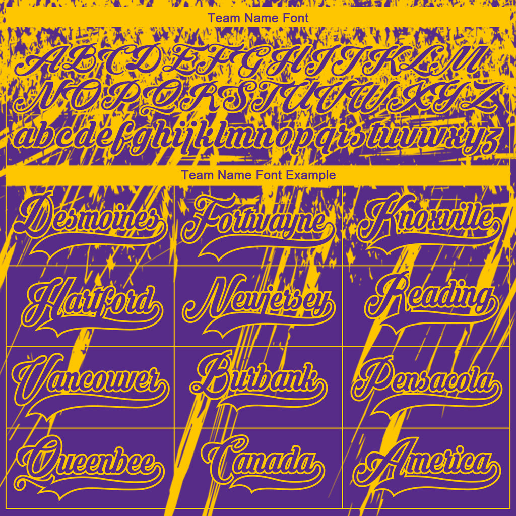 Custom Purple Yellow-White 3D Splash Hockey Lace Neck Jersey