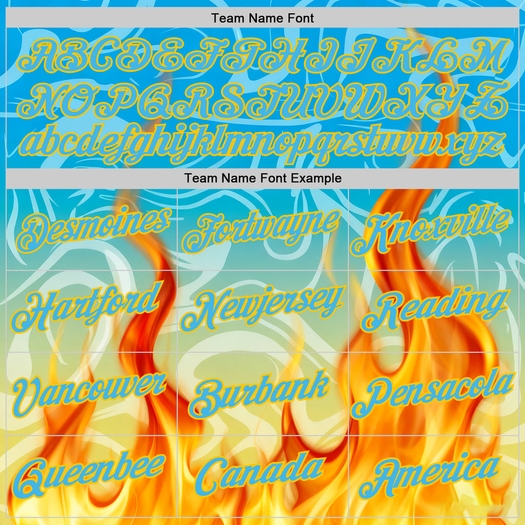 Custom Blue Sky Blue-Yellow 3D Abstract Flame Sports Pullover Sweatshirt Hoodie