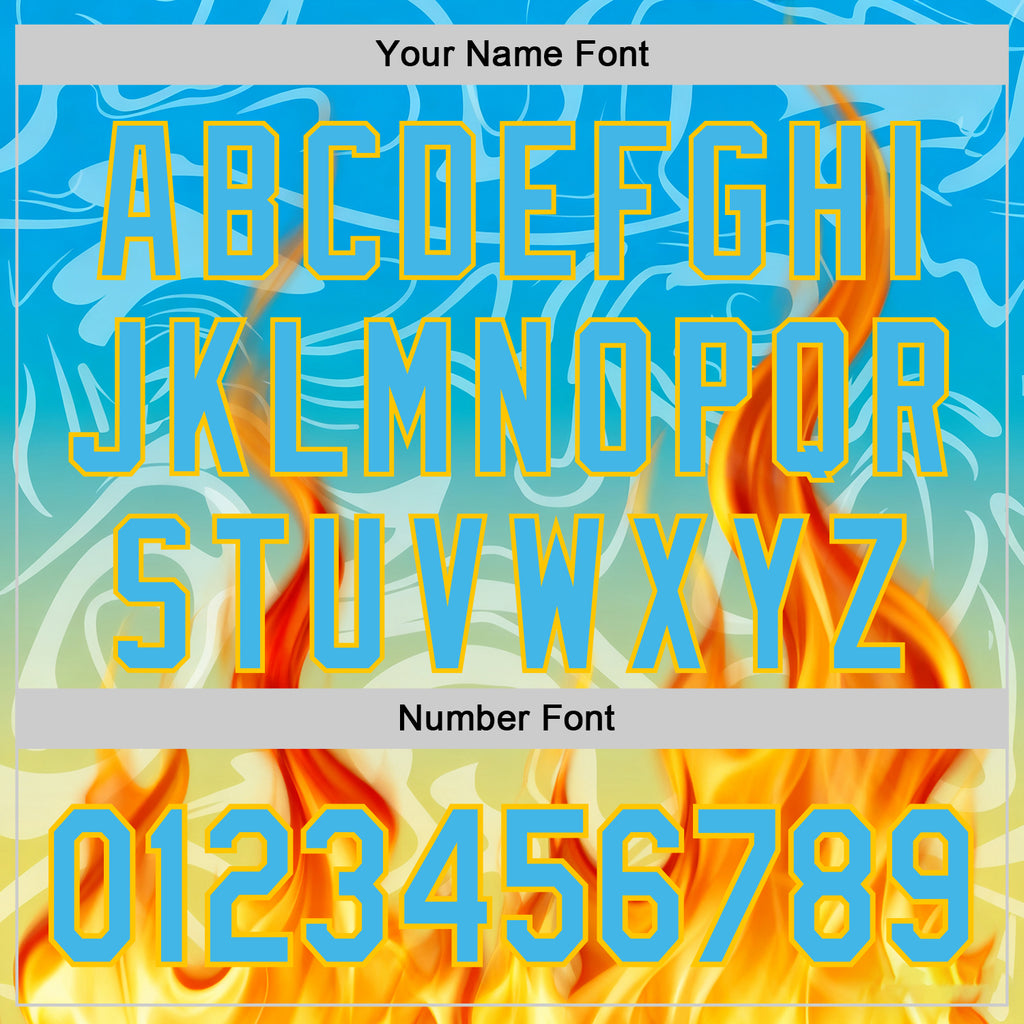 Custom Blue Sky Blue-Yellow 3D Abstract Flame Sports Pullover Sweatshirt Hoodie