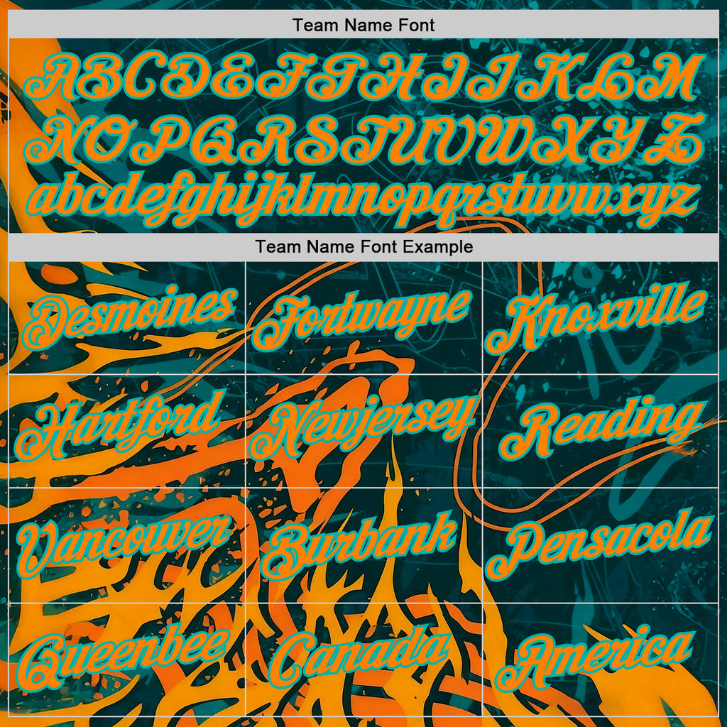 Custom Green Bay Orange-Aqua 3D Abstract Flame Sports Pullover Sweatshirt Hoodie