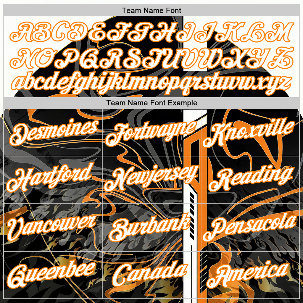 Custom Black White-Bay Orange 3D Abstract Flame Sports Pullover Sweatshirt Hoodie