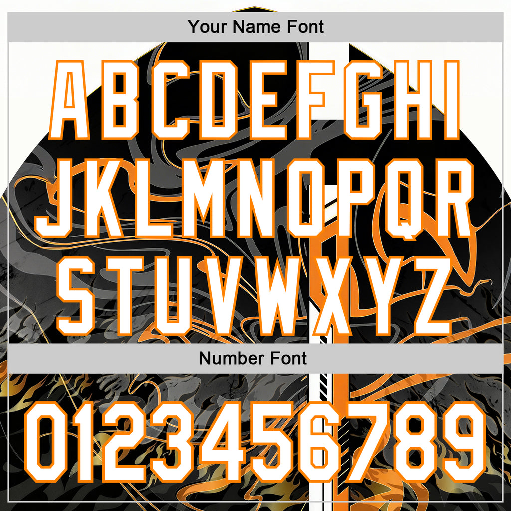 Custom Black White-Bay Orange 3D Abstract Flame Sports Pullover Sweatshirt Hoodie