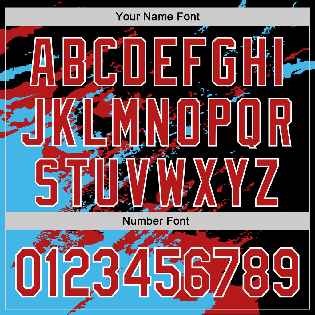 Custom Stitched Black Red Sky Blue-White 3D Pattern Design Abstract Fragment Art Splash Sports Pullover Sweatshirt Hoodie