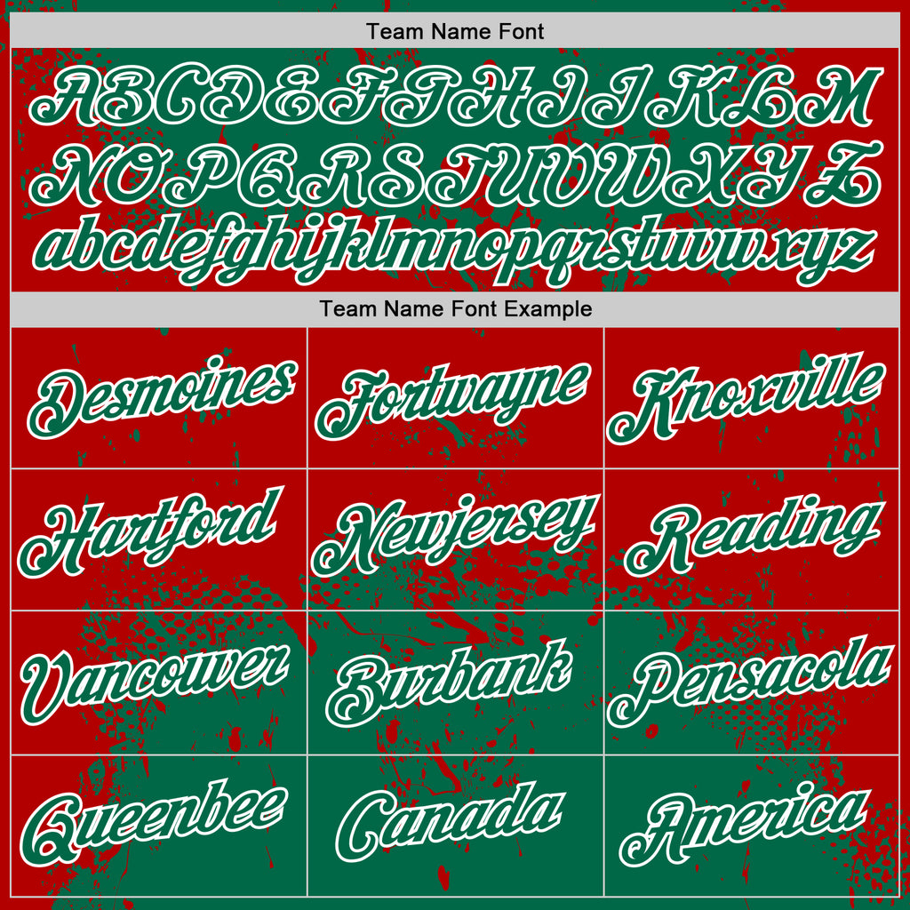 Custom Stitched Kelly Green Red-White 3D Pattern Design Abstract Splatter Grunge Art Sports Pullover Sweatshirt Hoodie