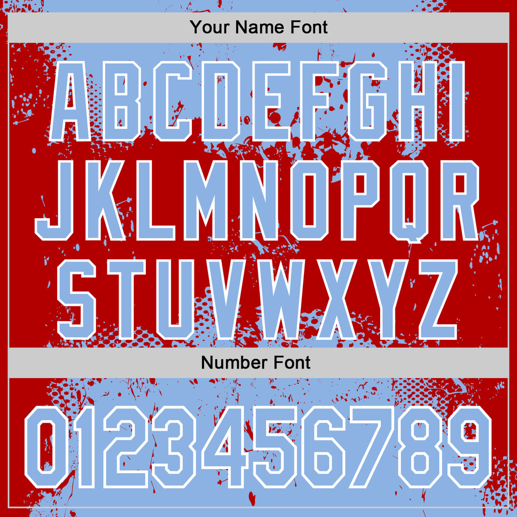 Custom Stitched Light Blue Red-White 3D Pattern Design Abstract Splatter Grunge Art Sports Pullover Sweatshirt Hoodie