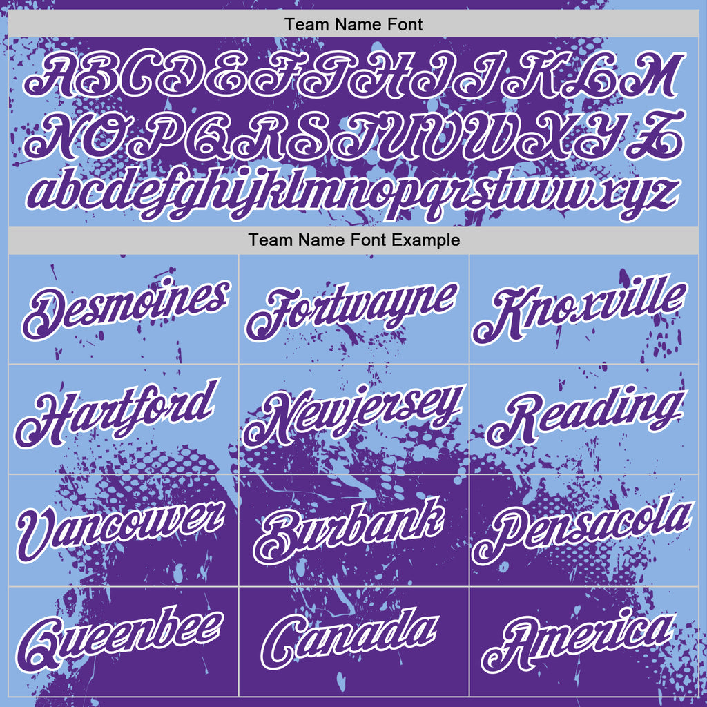 Custom Stitched Purple Light Blue-White 3D Pattern Design Abstract Splatter Grunge Art Sports Pullover Sweatshirt Hoodie