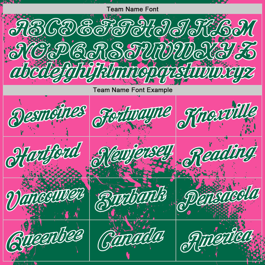 Custom Stitched Kelly Green Pink-White 3D Pattern Design Abstract Splatter Grunge Art Sports Pullover Sweatshirt Hoodie