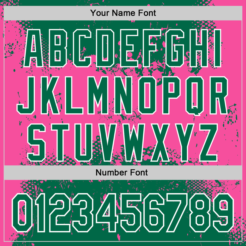 Custom Stitched Kelly Green Pink-White 3D Pattern Design Abstract Splatter Grunge Art Sports Pullover Sweatshirt Hoodie