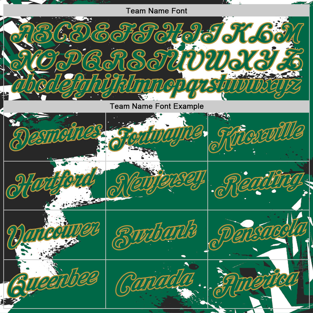 Custom Stitched Black Kelly Green Old Gold-White 3D Pattern Design Splash Torn Paper Style Sports Pullover Sweatshirt Hoodie