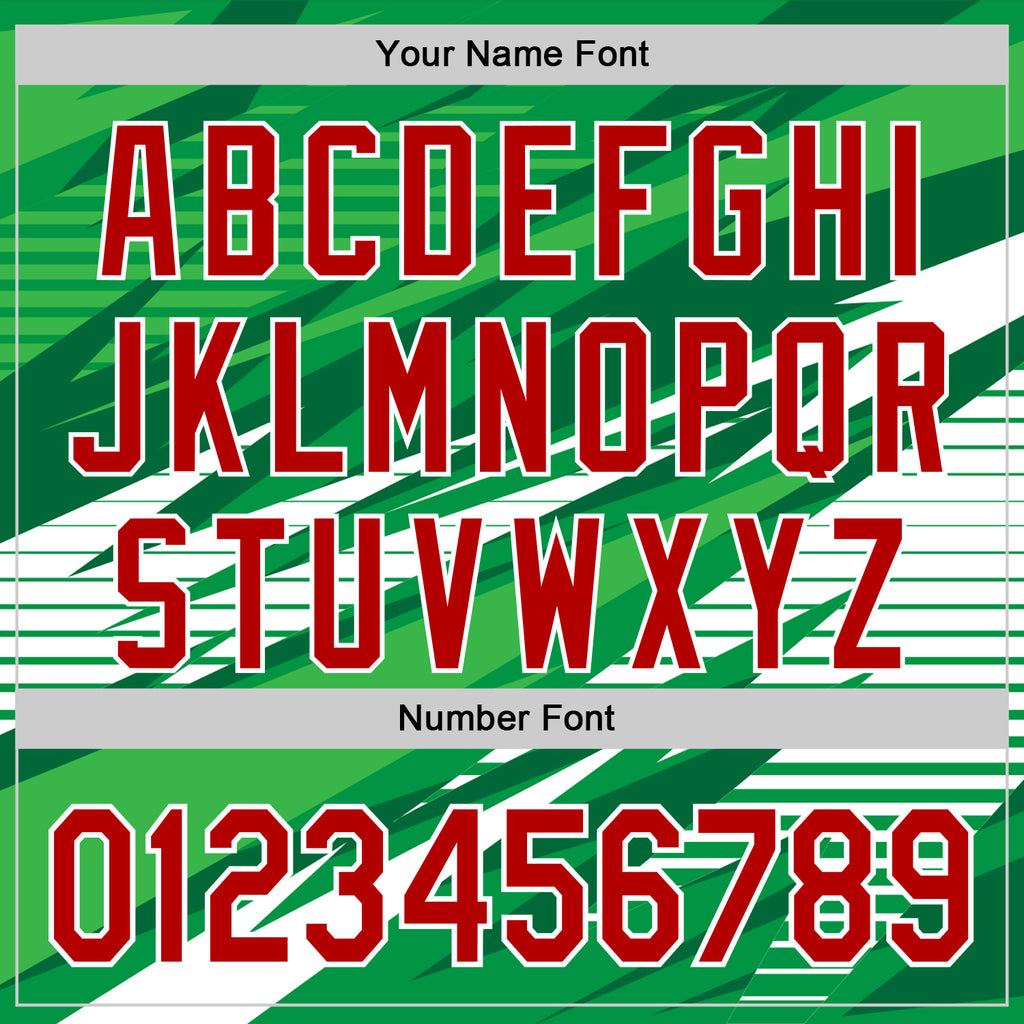 Custom Stitched Kelly Green Red-White 3D Pattern Design Line Sports Pullover Sweatshirt Hoodie