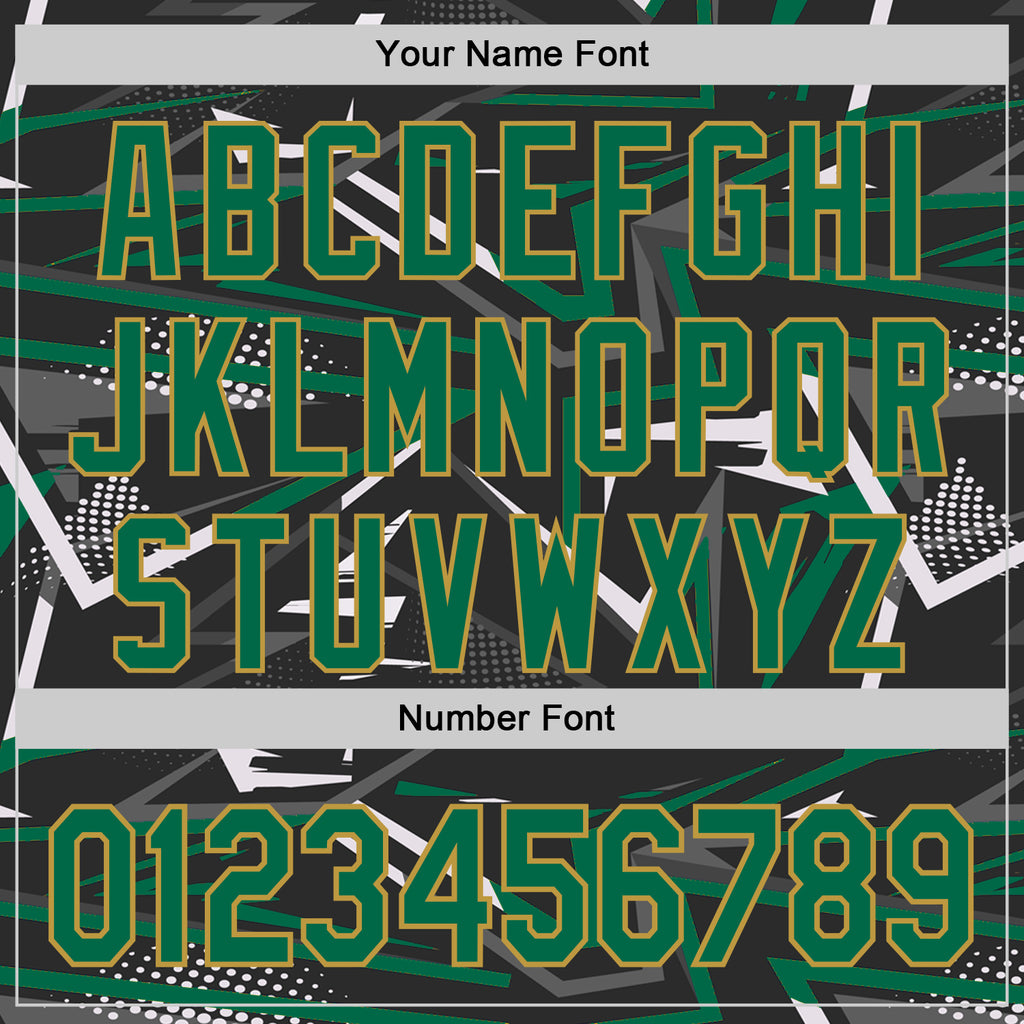 Custom Stitched Black Kelly Green Old Gold-White 3D Pattern Design Line Sports Pullover Sweatshirt Hoodie