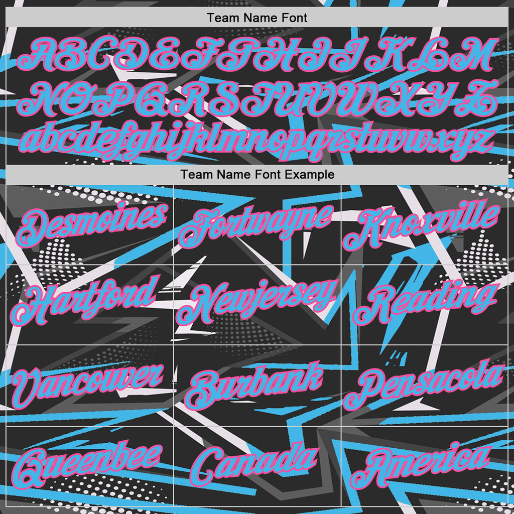 Custom Stitched Black Sky Blue Pink-White 3D Pattern Design Line Sports Pullover Sweatshirt Hoodie