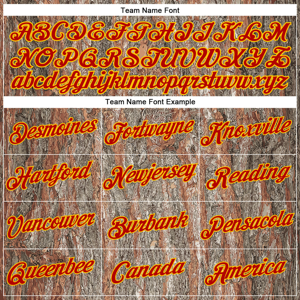 Custom Stitched Old Gold Red-Yellow 3D Pattern Design Tree Camo Hunting Sports Pullover Sweatshirt Hoodie