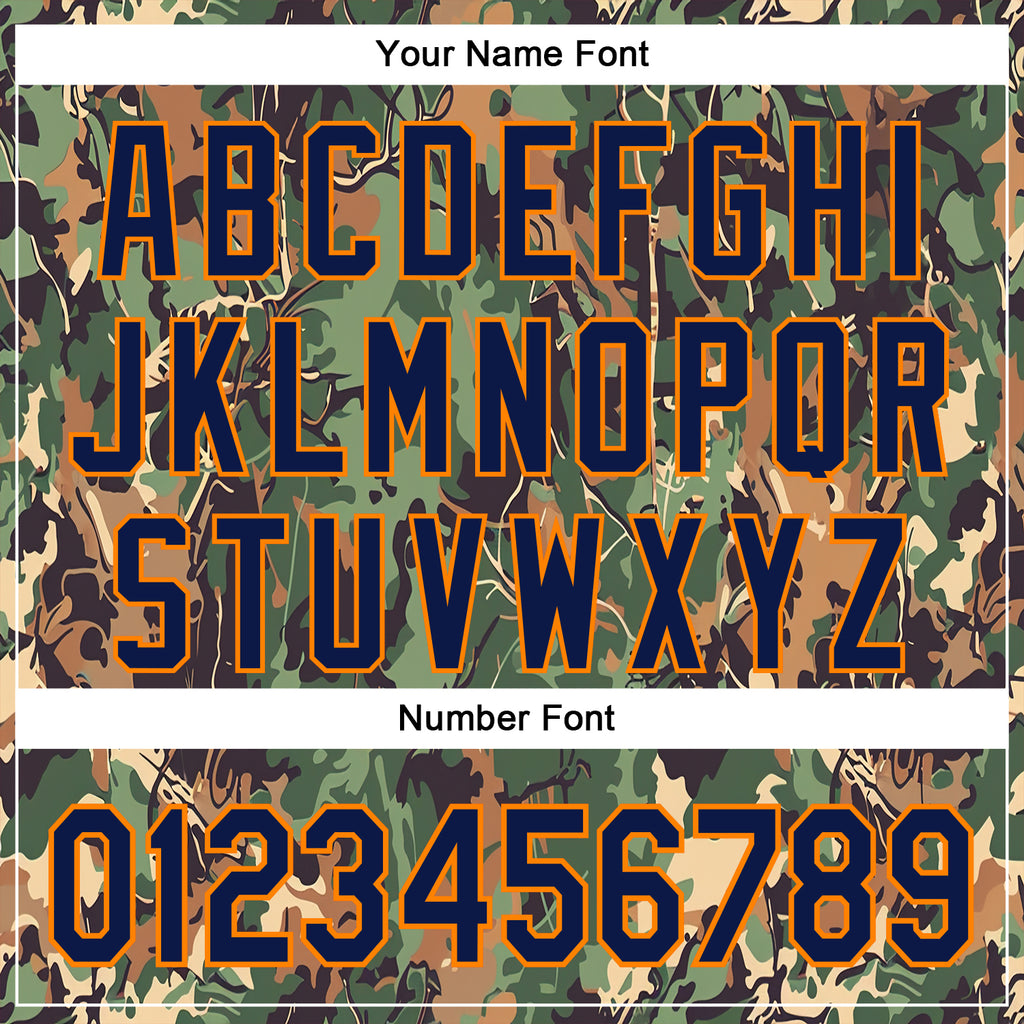 Custom Stitched Green Navy-Bay Orange 3D Pattern Design Tree Camo Hunting Sports Pullover Sweatshirt Hoodie