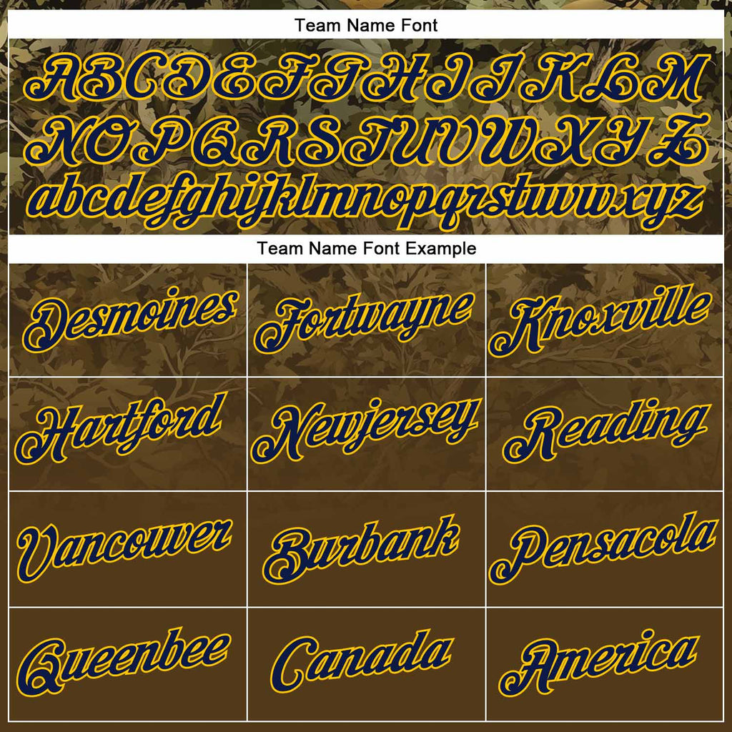 Custom Stitched Olive Navy-Yellow 3D Pattern Design Tree Camo Gradient Hunting Sports Pullover Sweatshirt Salute To Service Hoodie