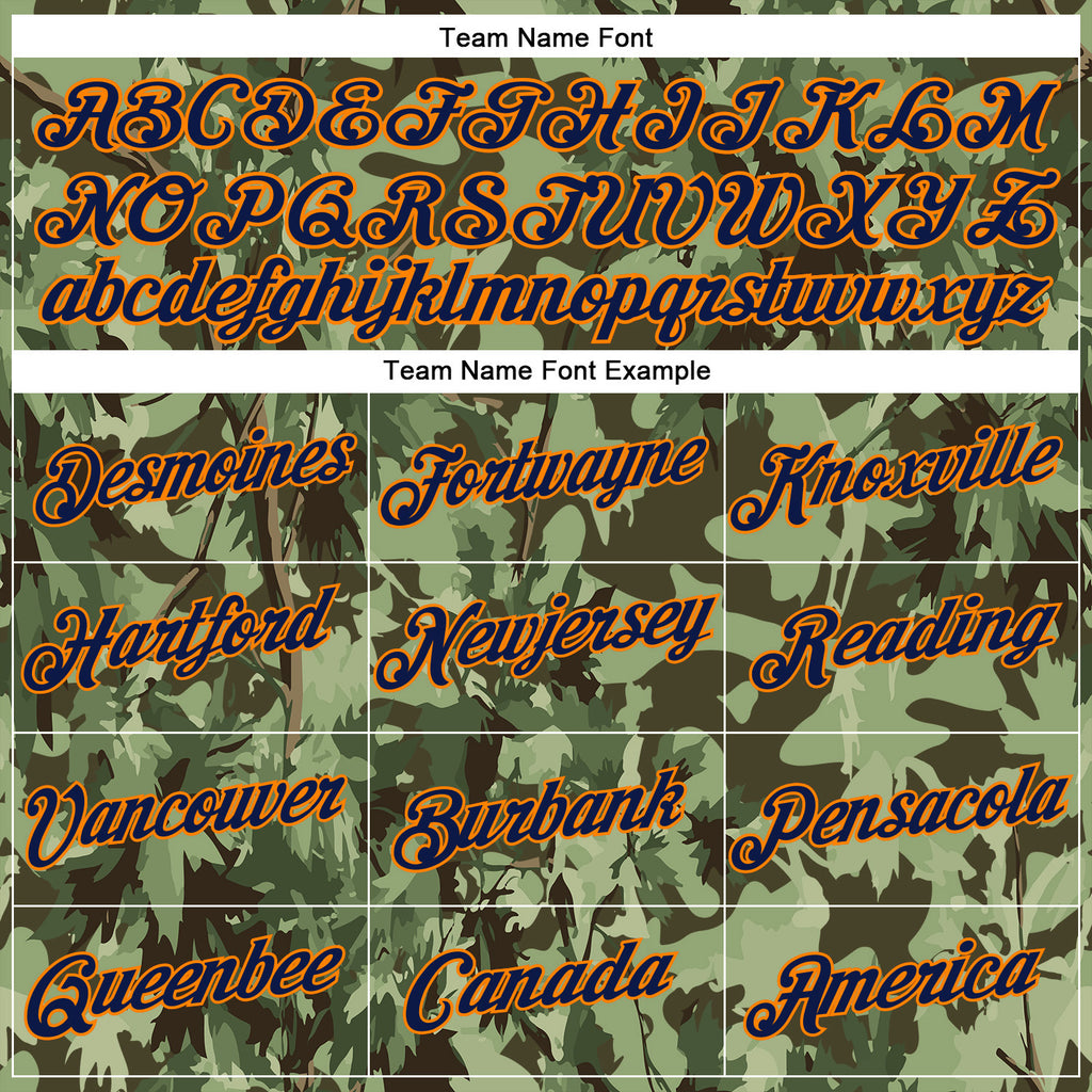 Custom Stitched Green Navy-Bay Orange 3D Pattern Design Tree Camo Hunting Sports Pullover Sweatshirt Hoodie