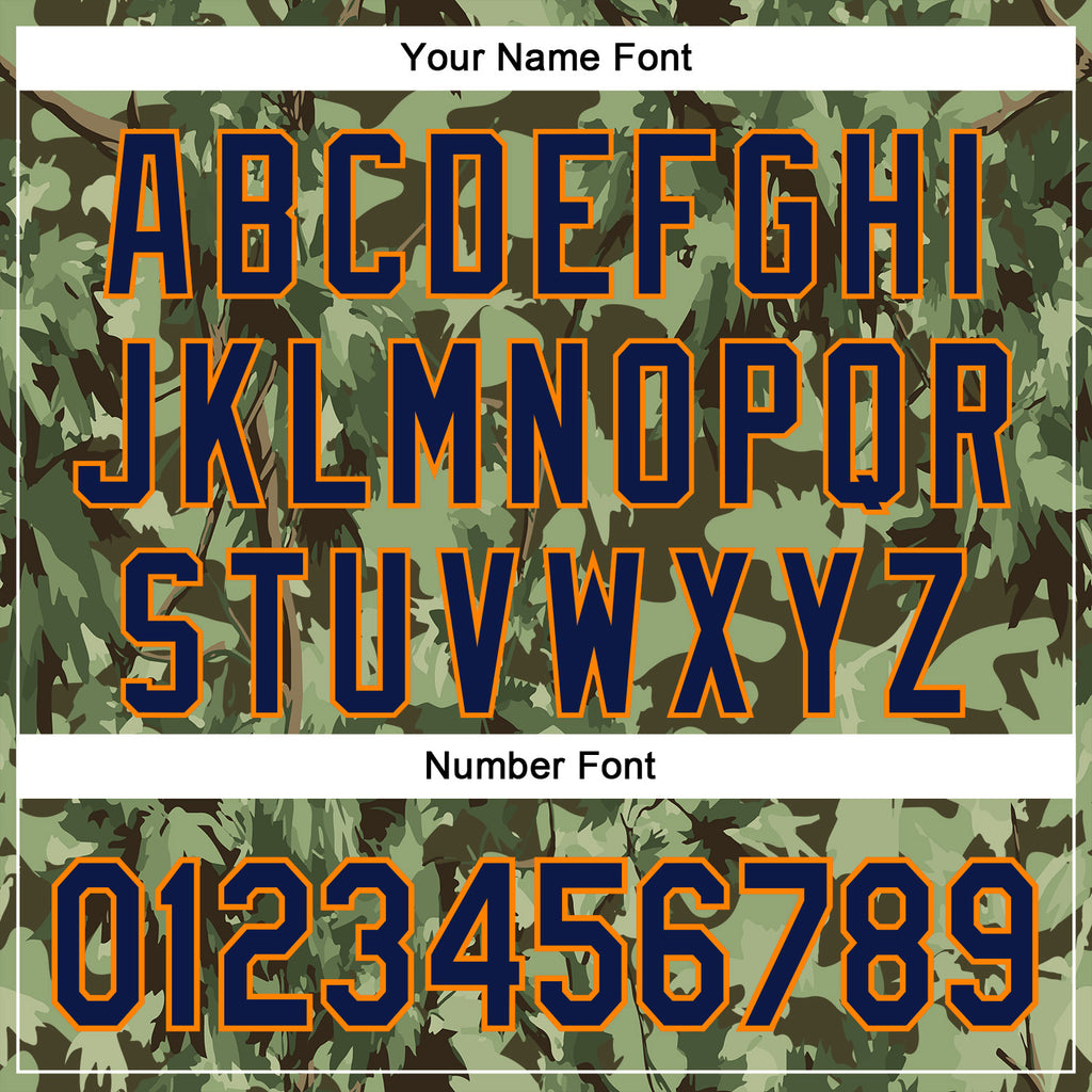 Custom Stitched Green Navy-Bay Orange 3D Pattern Design Tree Camo Hunting Sports Pullover Sweatshirt Hoodie