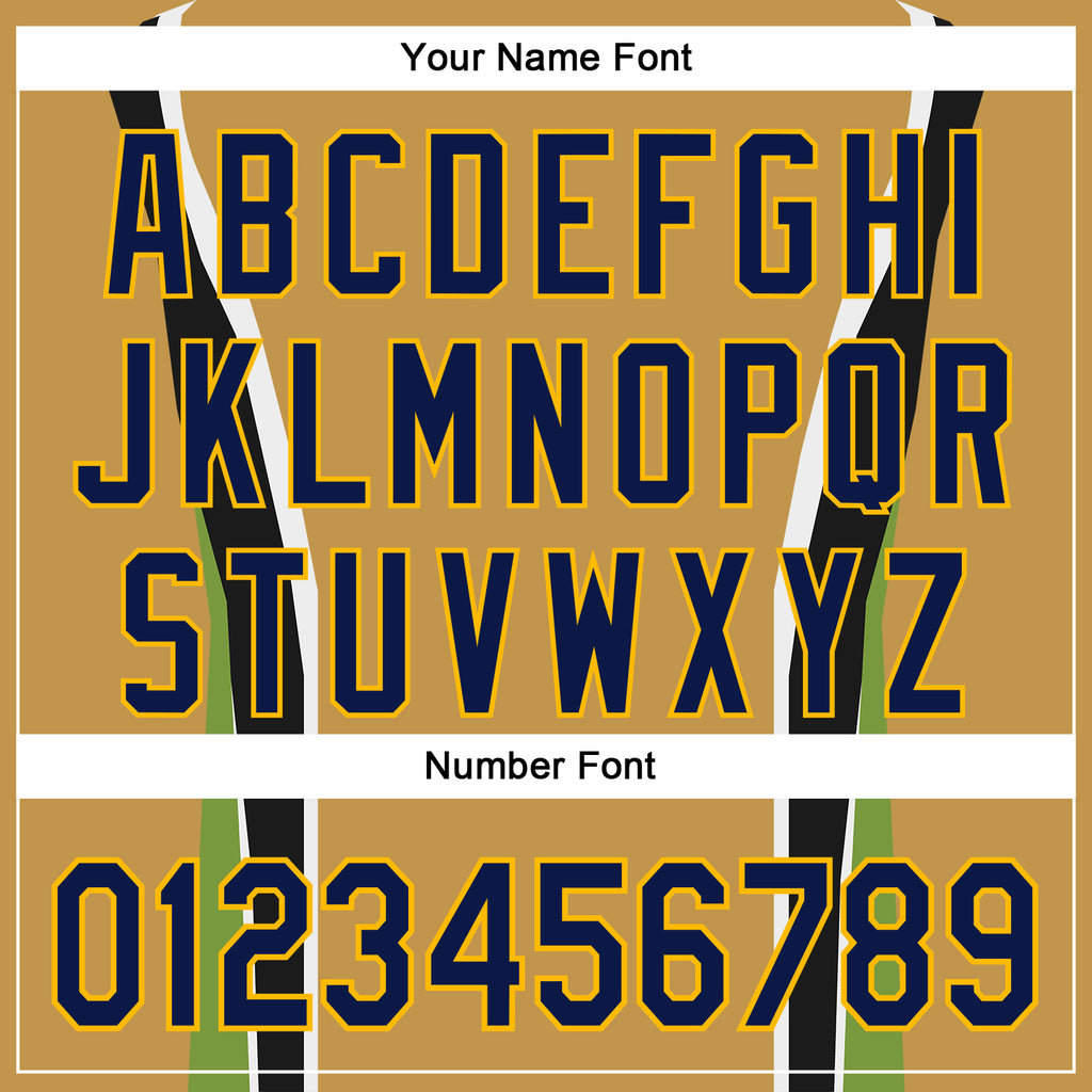 Custom Stitched Old Gold Navy Black Green Gold-White 3D Pattern Design Sportswear Pullover Sweatshirt Hoodie