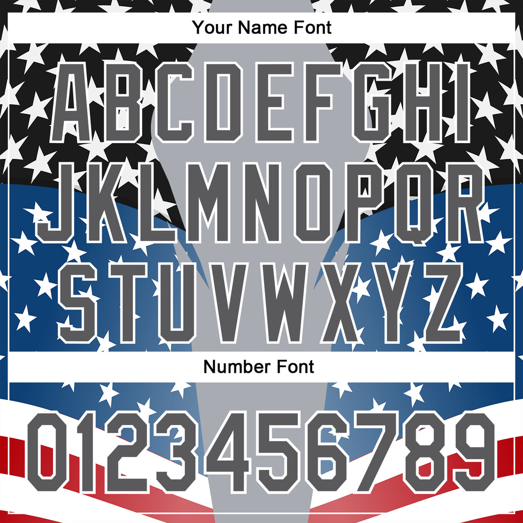 Custom Stitched Gray Steel Gray Black Blue Red-White 3D Pattern Design American Flag Inspire Patriotic Sportswear Pullover Sweatshirt Hoodie