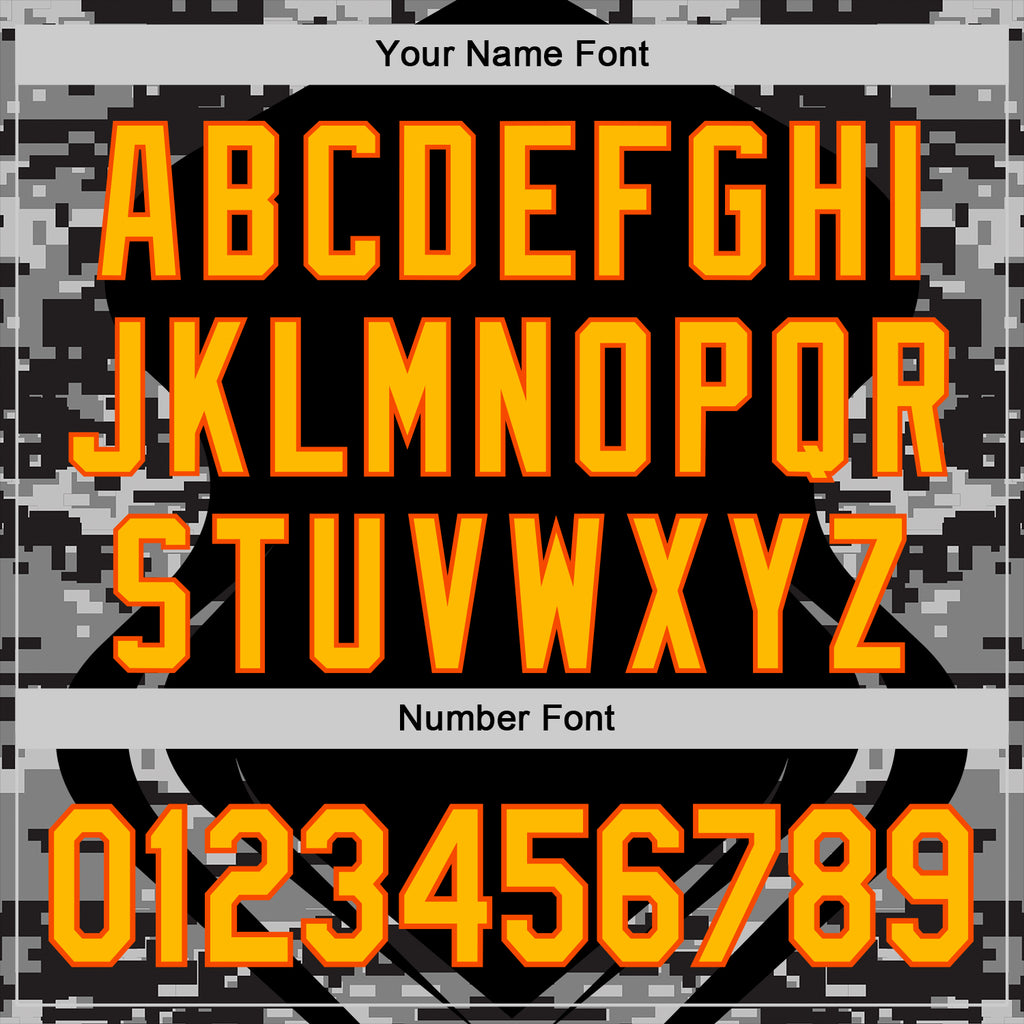 Custom Stitched Black Gold-Orange 3D Pattern Design Camo Sportswear Pullover Sweatshirt Hoodie