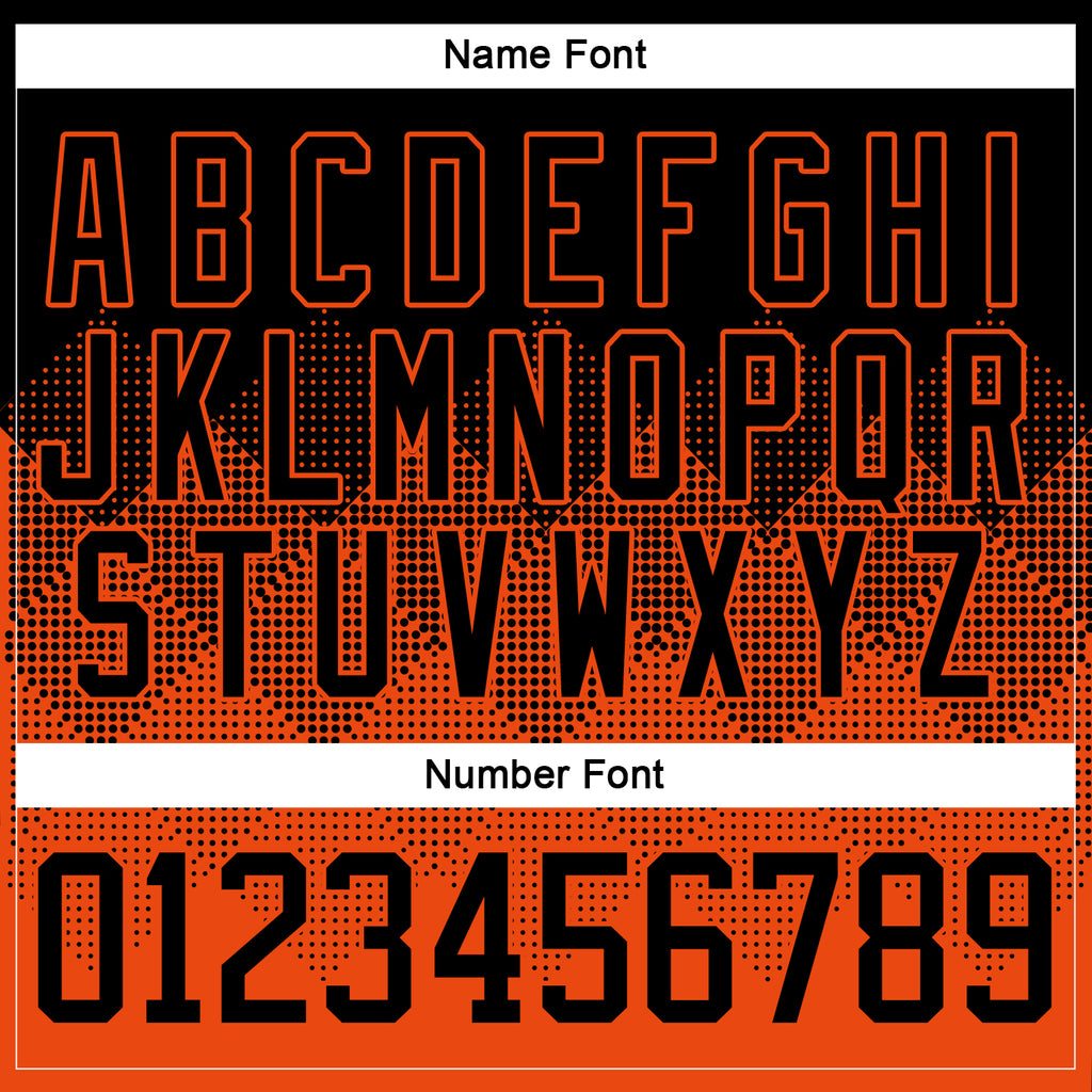 Custom Black Orange-White 3D Pattern Gradient Square Shapes Hockey Lace Neck Jersey