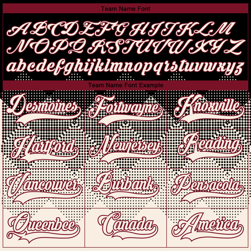 Custom Black Cream-Crimson 3D Pattern Gradient Square Shapes Hockey Lace Neck Jersey