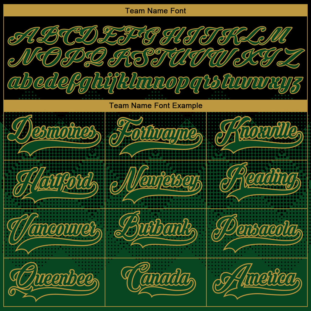 Custom Black Green-Old Gold 3D Pattern Gradient Square Shapes Hockey Lace Neck Jersey