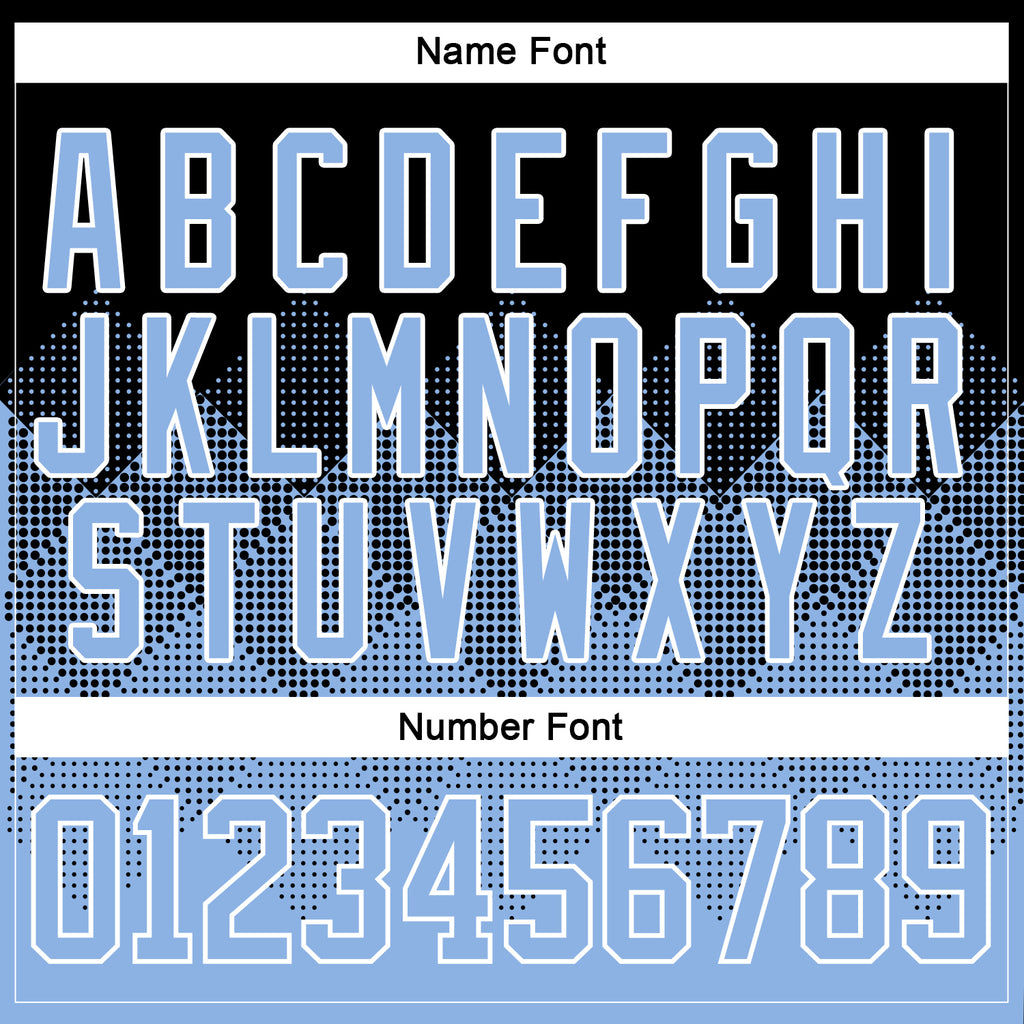 Custom Black Light Blue-White 3D Pattern Gradient Square Shapes Hockey Lace Neck Jersey