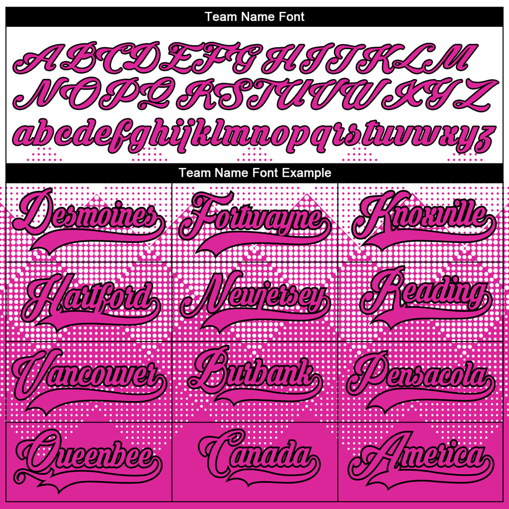 Custom White Deep Pink-Black 3D Pattern Gradient Square Shapes Hockey Lace Neck Jersey