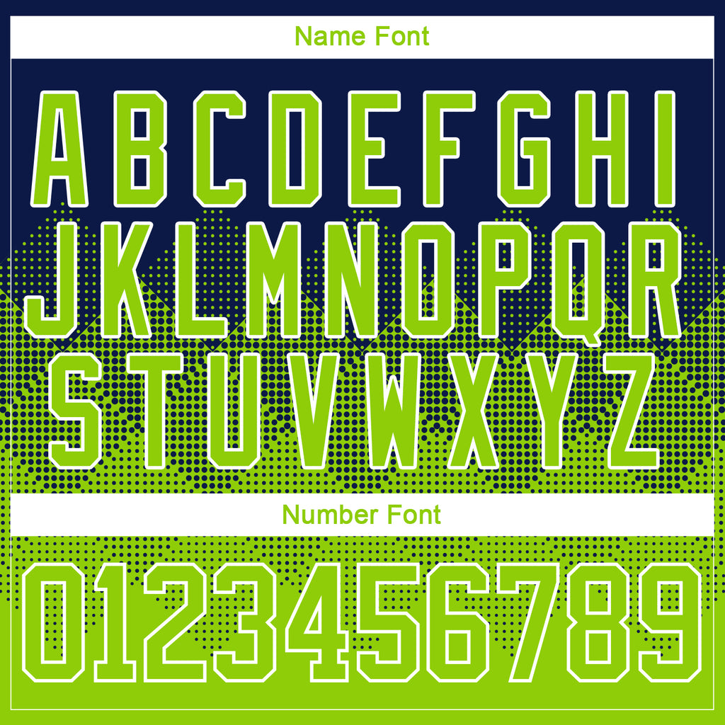 Custom Navy Neon Green-White 3D Pattern Gradient Square Shapes Hockey Lace Neck Jersey