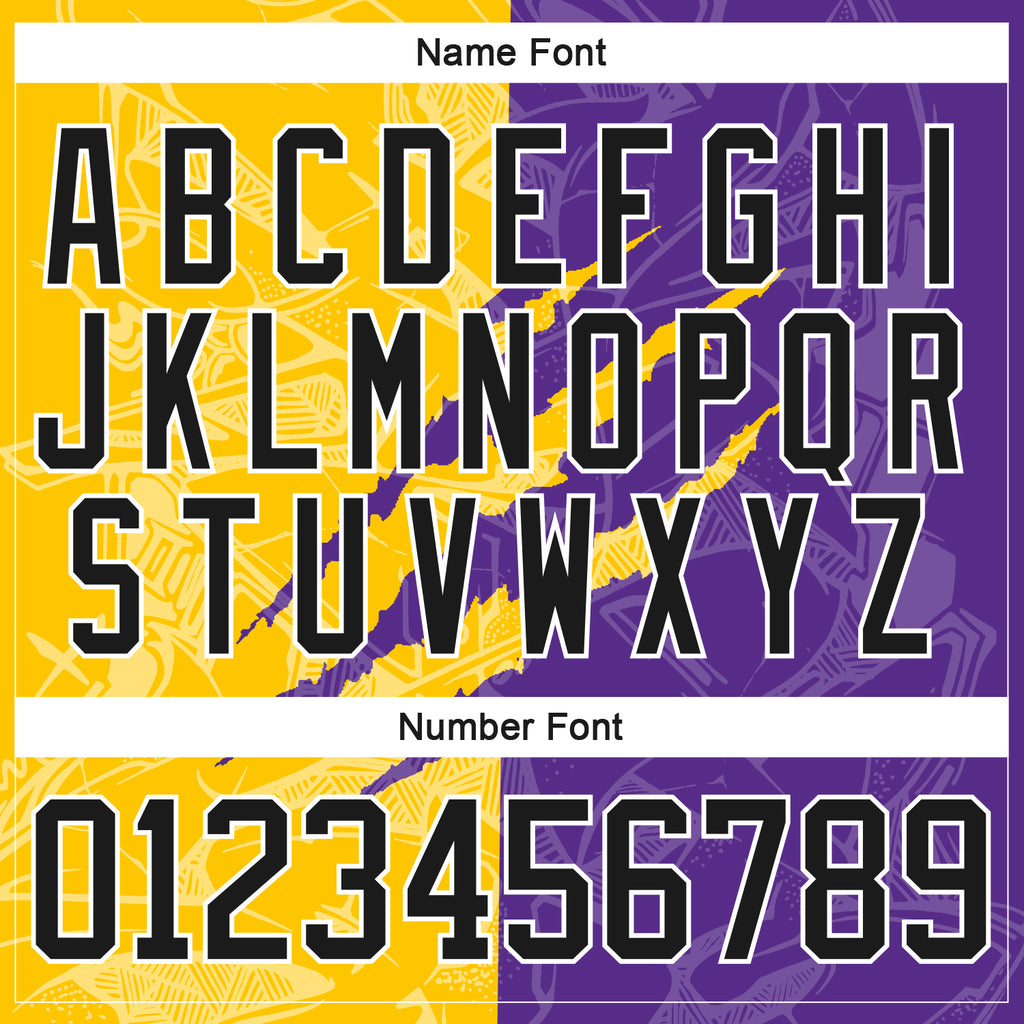 Custom Purple Black Yellow-White 3D Pattern Gradient Fashion Scratch Hockey Lace Neck Jersey