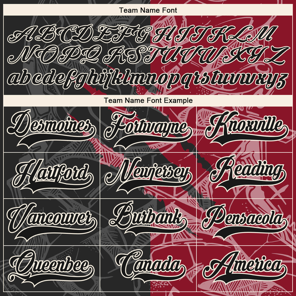 Custom Black Crimson-Cream 3D Pattern Gradient Fashion Scratch Hockey Lace Neck Jersey