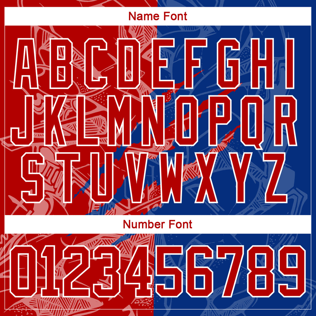 Custom Royal Red-White 3D Pattern Gradient Fashion Scratch Hockey Lace Neck Jersey