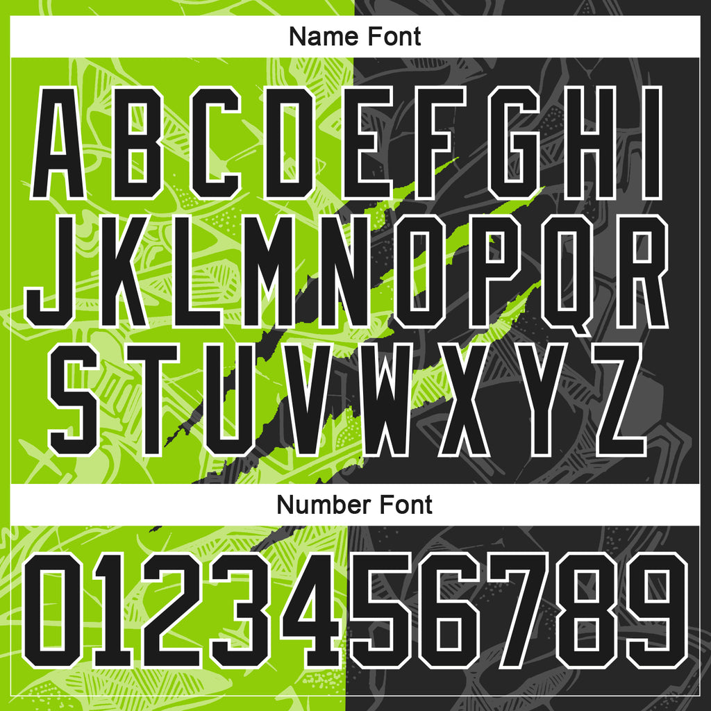 Custom Black Neon Green-White 3D Pattern Gradient Fashion Scratch Hockey Lace Neck Jersey