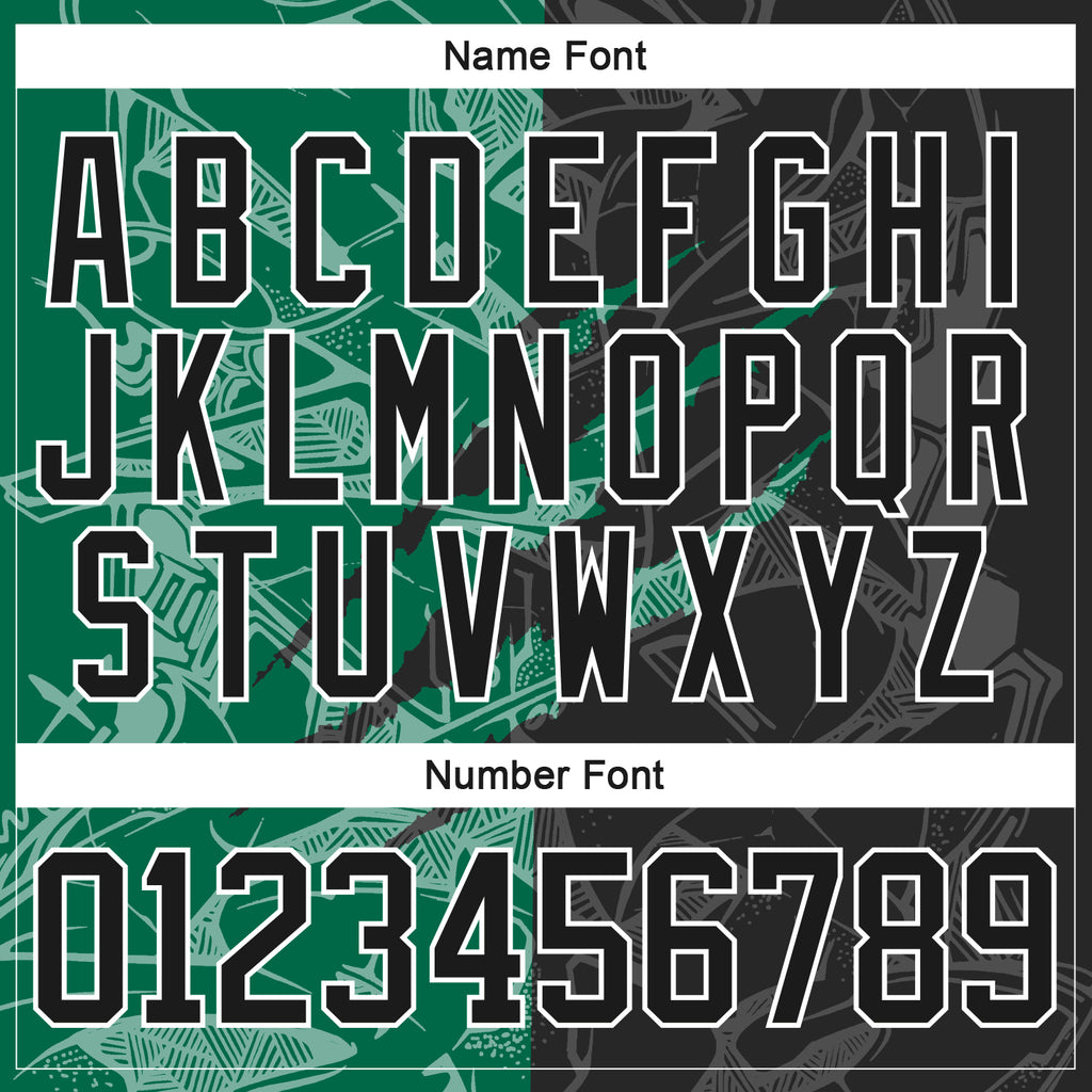 Custom Black Kelly Green-White 3D Pattern Gradient Fashion Scratch Hockey Lace Neck Jersey