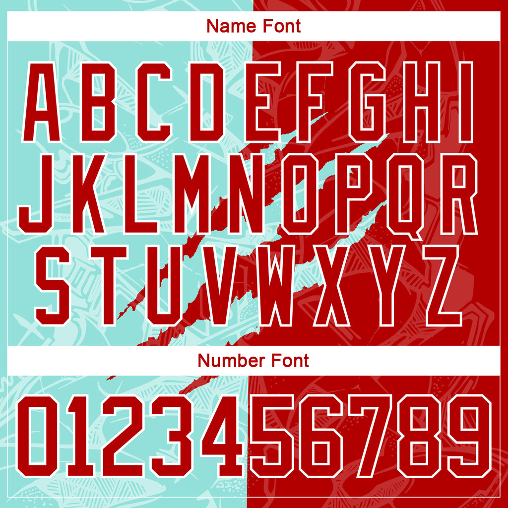 Custom Red Ice Blue-White 3D Pattern Gradient Fashion Scratch Hockey Lace Neck Jersey