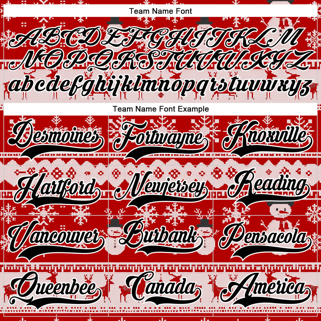 Custom Red Black-White 3D Christmas Ugly Sweater Hockey Lace Neck Jersey