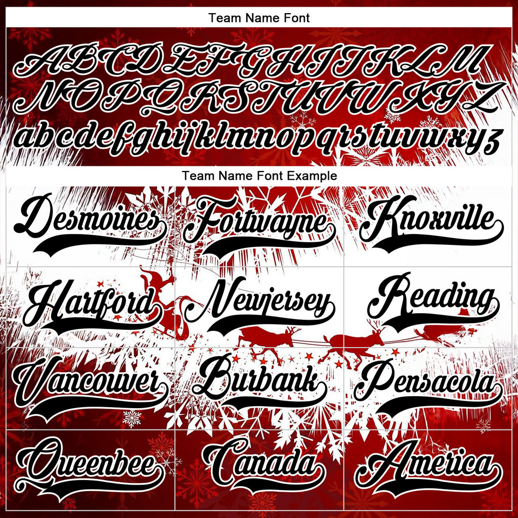 Custom Red Black-White 3D Christmas Reindeer Hockey Lace Neck Jersey