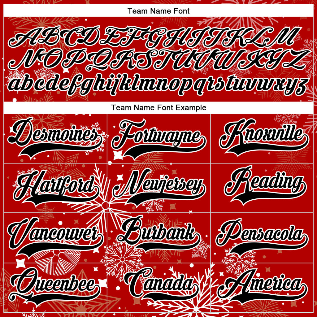 Custom Red Black-White 3D Christmas Hockey Lace Neck Jersey