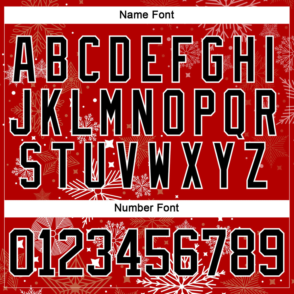 Custom Red Black-White 3D Christmas Hockey Lace Neck Jersey